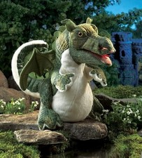 Folkmanis Baby Dragon Hand Puppet, Green, White