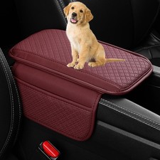 Upgraded Car Center Console Cover, Microfiber Leather Car Armrest Wine red