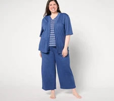 Carole Hochman Women's Sleepwear Sz M Cardigan Tank and Wide Leg Blue A630870