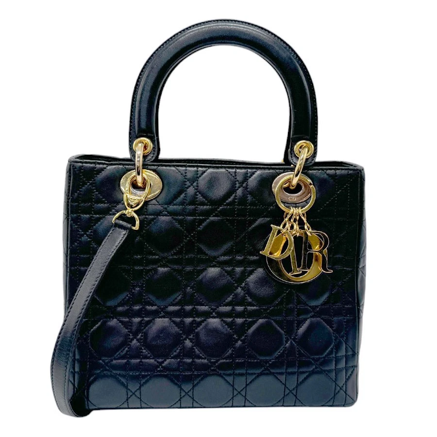 Sac à main bandoulière Christian Dior peau d'agneau noir Z2934 r19_0419