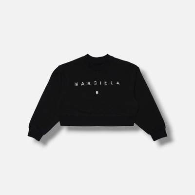 MM6 Maison Margiela Unisex Kid's Black Cropped Logo Sweatshirt Size 10