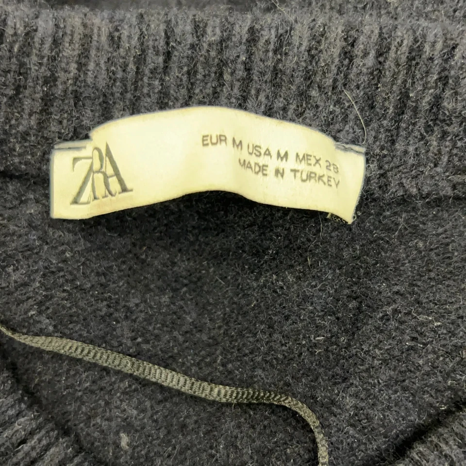 Zara, pull en tricot, taille : M, bleu, cachemire/polyester/laine, unicolore ... - Photo 3/4