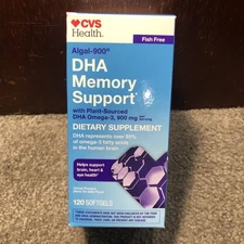 CVS Health Algal-900 DHA Memory Support Plant Sourced 900mg Omega-3 120 Softgels