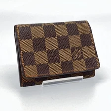 LOUIS VUITTON Card Case Envelope Carte de Visite N62920 Brown Leather Elegant