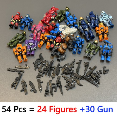 #ad New 54Pcs 24 Figures 30 Gun HALO Mega Bloks CONSTRUX Unsc Elite SPARTAN GIFTS $32.99