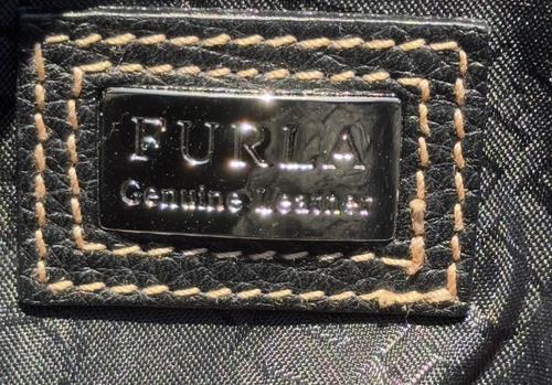 Furla Black Pebbled Leather Shoulder Bag Italy Hobo Unique Ring Hardware - Picture 9 of 11