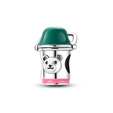 MULA Fine 925 Stering Silver DIY Charm Enamel Bear Cup Bead for Women Bracelet