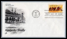 US FDC # 1528 10c Horse Racing  ArtCraft S.Cancel 1974, 9d525