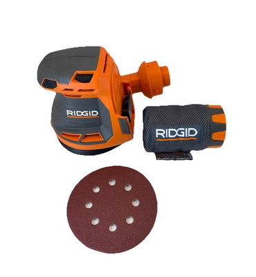 #ad Ridgid 18V 5 in Random Orbit Sander Cordless With Sanding Discs Tool Only R8606B $64.95