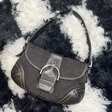 Vintage Y2K 2005 Coach Mini Soho Signature C Canvas  Leather Shoulder Bag