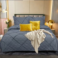 3 PCS Embossed Quilted Bedspread Bed Throw Single Double King Size Bedding Set