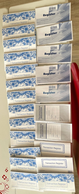 32 CHECKBOOK TRANSACTION REGISTERS/LEDGERS