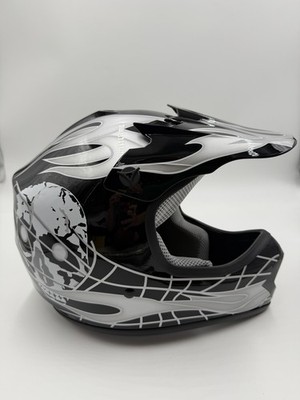 TCMT Black/Silver Flames and Skulls HY601 Size L 55-56 Motorcross
