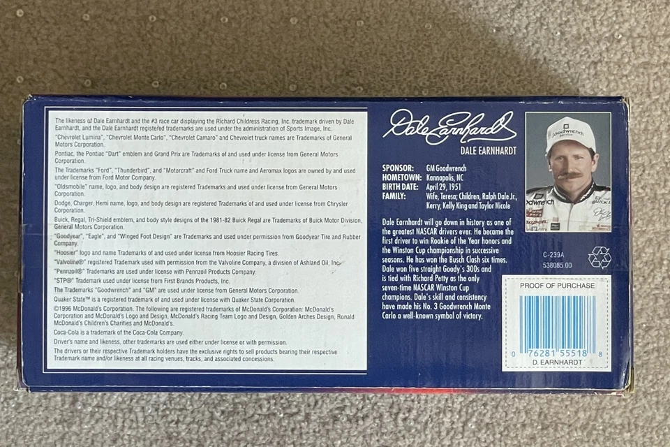 Dale Earnhardt Winner's Circle 1997 Monte Carlo Die Cast 1:24 Nascar Goodwrench - Image 4 of 4