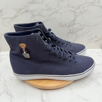 Polo Ralph Lauren Solomon III Men's Navy Sneakers Embroidered Bear Size 10.5D