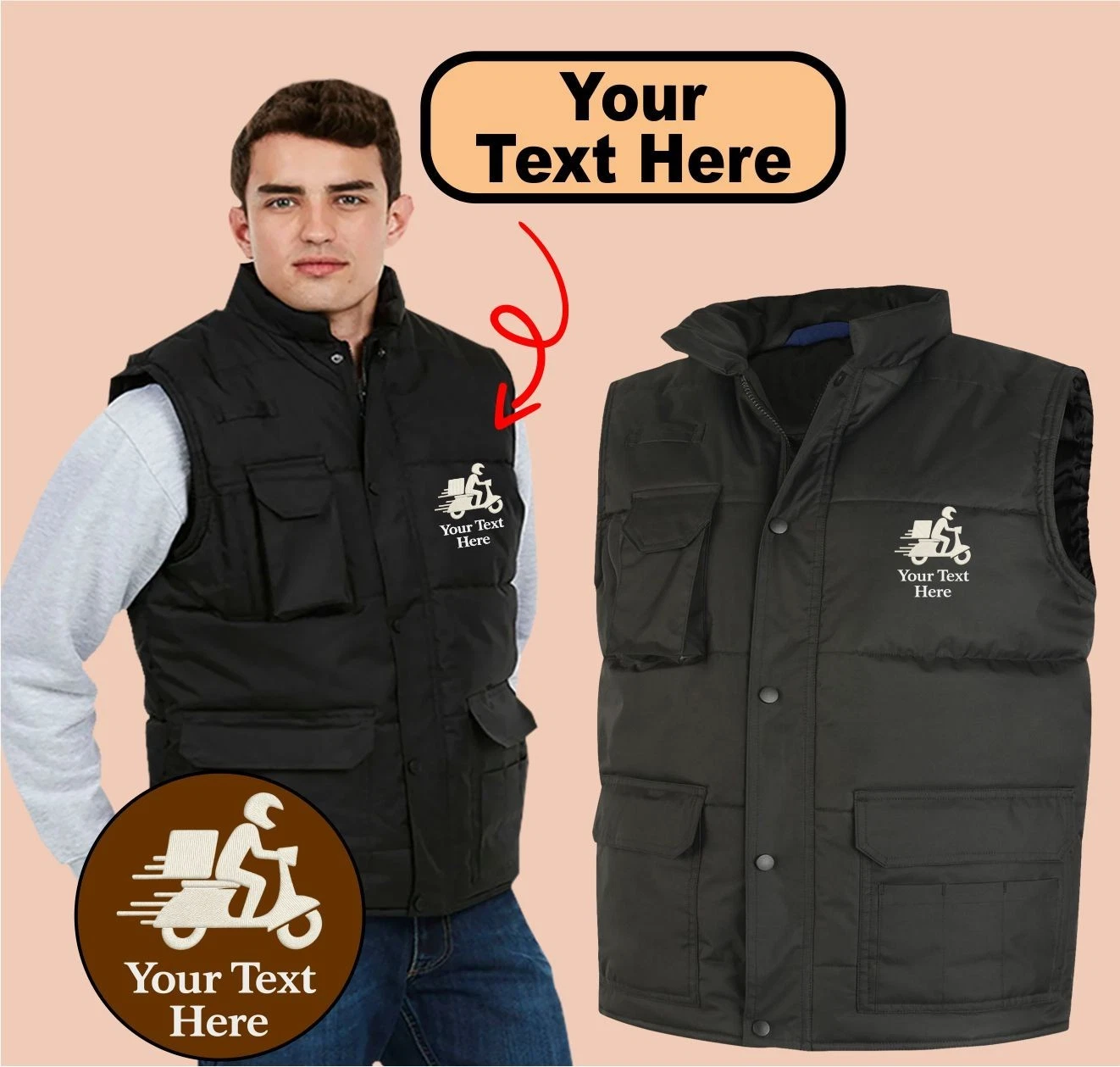 Personalised Embroidered Body Warmer With Home Delivery Logo Custom Workwear Top