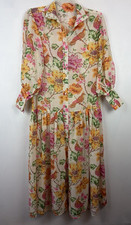 Maxi Dress Womens Medium Chiffon Floral Dropped Waist Romantic Boho Prairie