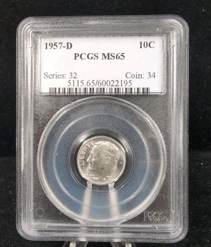 1957 D 10C Roosevelt Dime PCGS MS65 6814