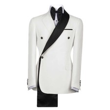 Vintage Men Blazer Suits Double Breasted Formal Slim Fit Tuxedo Shawl Lapel