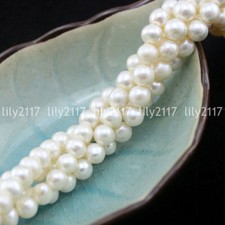 Real Natural White Freshwater Pearl Loose Beads For Jewelry Making Strand 15"