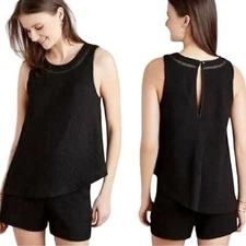 Anthropologie Santa Ana Elevenses Tiered Black Romper XS