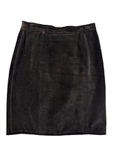 SUEDE LEATHER PENCIL SKIRT Blk 11/12 Waist 30" Lined Vintage