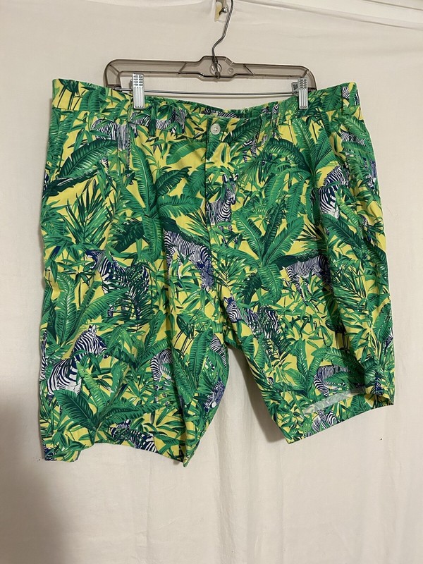 Polo Golf Ralph Lauren Shorts Men 42W Green Zebra Floral Print Rare 2015 US OPEN