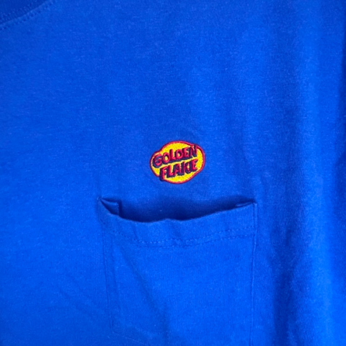 Golden Flake Hanes Blue Pocket Tee Shirt Size XL Short Sleeve