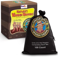 Uncle Jim'S Worm Farm 100 Count Red Wiggler Worms Mix for Garden Soil or Fishing