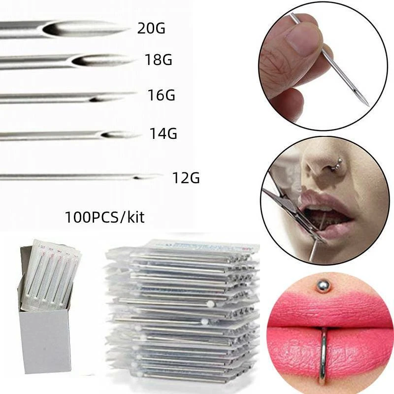 Hollow Piercing Needles, 20g, 18g, 16g, 14g, 12g, DIY Piercing