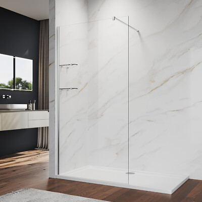 ELEGANT  Fixed Frameless Shower Door Glass Shower Screen  5/16'' Clear Tempered