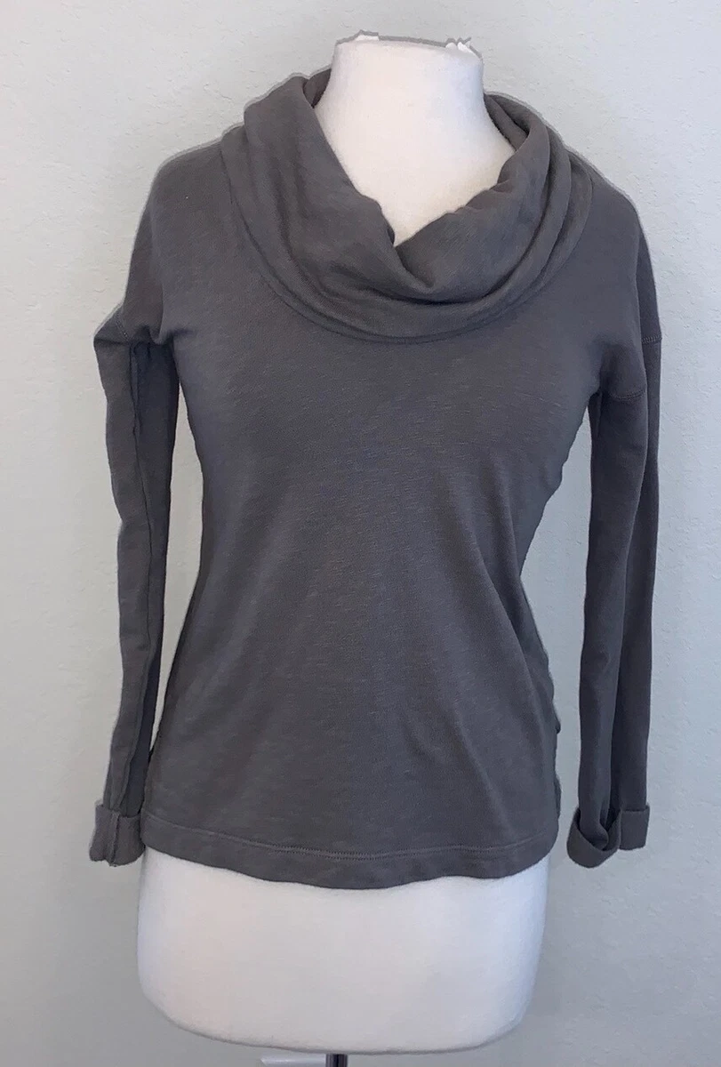 James Perse Cowl Neck Sweatshirt Top 3 4 Sleeve Gray Womens Size 2