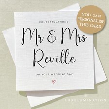 Personalised Wedding Day Card, Congratulation Mr & Mrs on your Wedding Day 00110