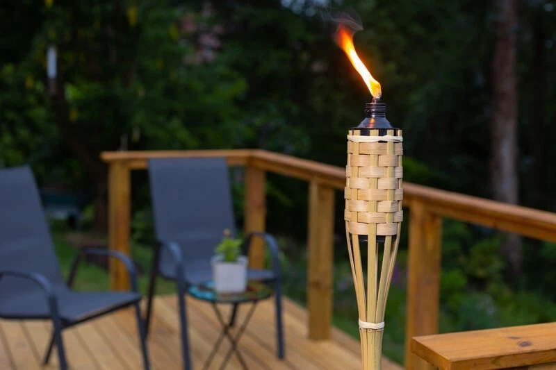 Pack of 6  Bamboo Tiki Torch 150cm (5ft) Outdoor Garden 500ml long burn. - Image 4 of 4