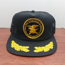 Vtg NRA Scramble Eggs Snapback Truckers Hat Mesh Foam USA Made Cap Black Gold