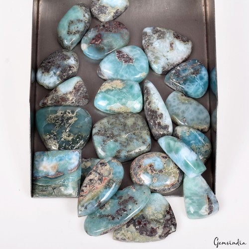 350 Cts/22 Piezas Natural Sin Tratar Azul Cielo Larimar Mezcla Cabina Gemas Sueltas Para Joyería - Imagen 5 de 7