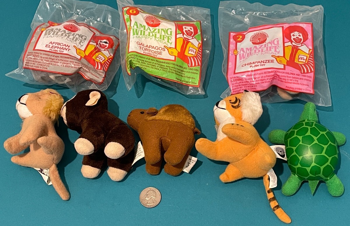 Amazing Wildlife 1994 1995 McDonald's Happy Meal Plush Toys - NEW