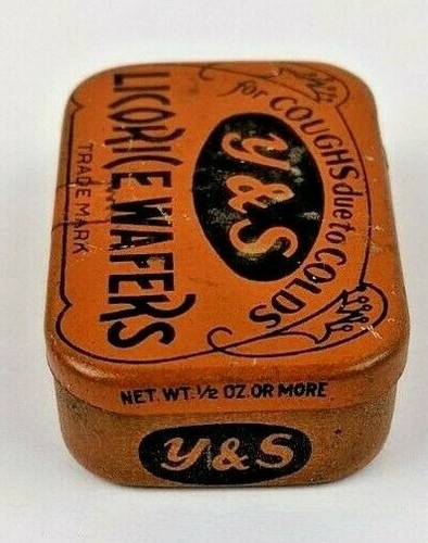 Y&S Licorice Wafers Medicine Tin for Cough Colds Small Antique Advertising Tin - Picture 5 of 8