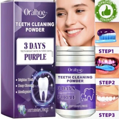 ORAL TEETH WHITENING POWDER Teeth Whitening Powder Powerful Tooth Stain Tartar Remover White Brighter Smile