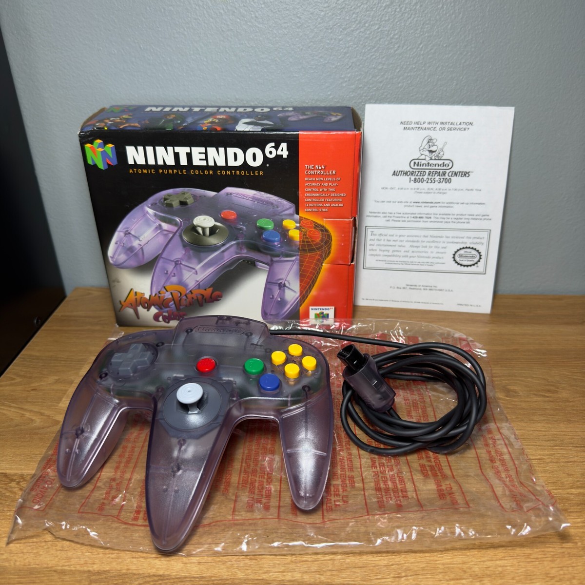 Original Atomic Purple N64 Nintendo 64 Controller OEM Authentic In