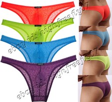 Paquete de 4 mini calzoncillos tangas ropa interior de tela jacquard semitransparentes para hombre