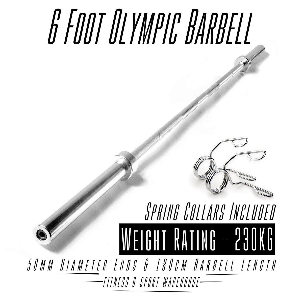 6FT Olympic Barbell 6 Foot OLY Bar Weightlifting Commercial Gym