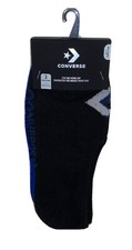 Converse Ultra Low Socks 3 Pair Men 6-12 Black White Blue w Mixed Logo 4 Chucks