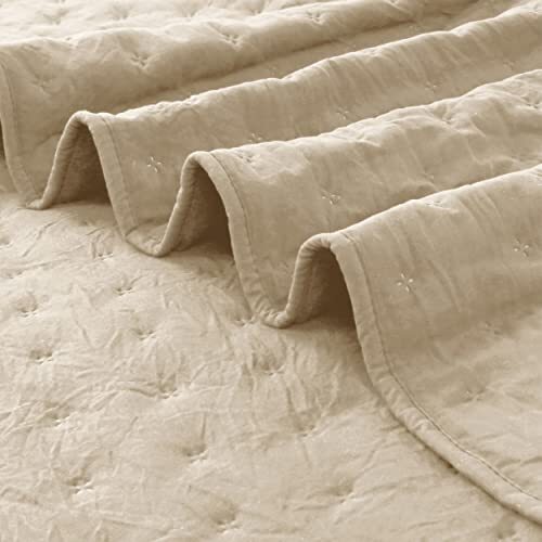 Beige Queen Size Quilt Bettwäsche Sets mit Kissenbezügen Leicht Weich Bettspr... - Bild 4 von 7