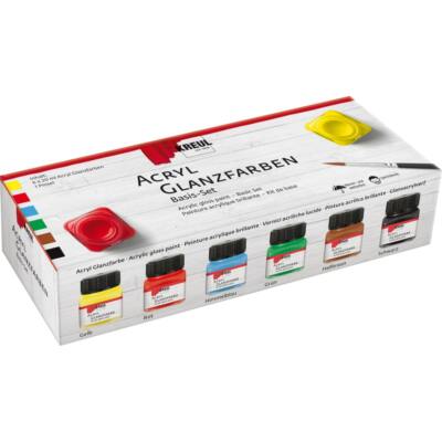 Kreul Acrylfarbe Glanzlack Basic 6er für Holz Stein Metall uvm.