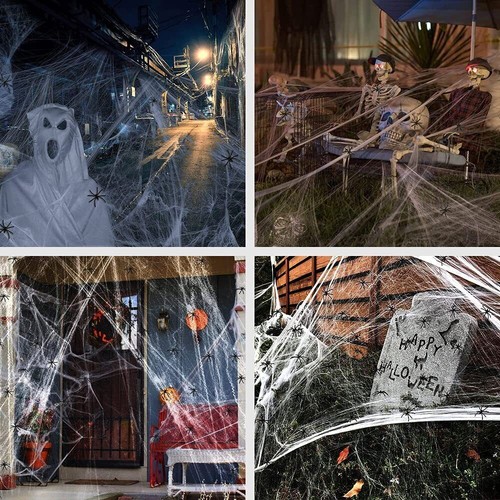 Upto 500sqft STRETCHABLE SPIDERS WEB PARTY DECOR HAUNTED HOUSE COBWEB SPREADABLE - Picture 8 of 12