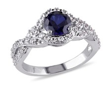 2.09 Carat ctw Lab-Created Blue Sapphire  White Sapphire Ring Sterling Silver