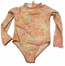 ROXY Little Girls' Swimsuit Zip Long Sleeve One-Piece Swim Size 4 4T Floral