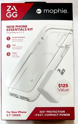 ZAGG Screen Protector+30W USB-C Power Adapter+Clear Case for iPhone 15 Plus