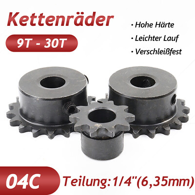 04C 9-30 Zähne Kettenrad 25H Antriebskettenrad Industriekettenräder Teilung 1/4''